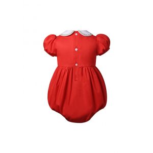 (Pre-order)Baby Girls Red Christmas Tree Smocked Romper