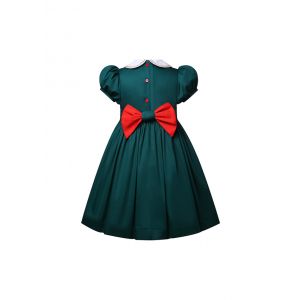 (Pre-order)Girls Green Christmas Tree Smocked Dresses