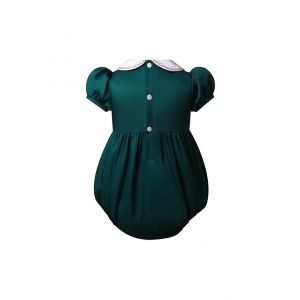 (Pre-order)Baby Girls Green Christmas Tree Smocked Romper