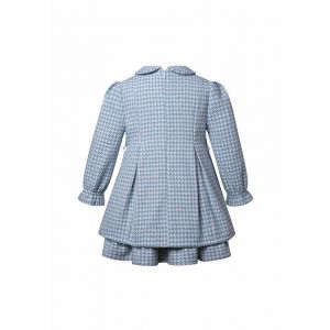 (Pre-order) Girl's Fall/Winter Blue Houndstooth Peter Pan collar Dress