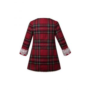 (Pre-order) Girl's Christmas Red Tartan Lace Dress