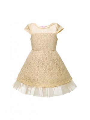 Lace Beige Flower Girls Party Dress