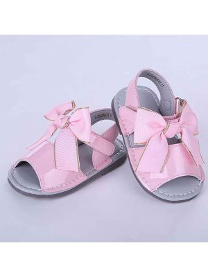 Pink Cute Girls Sandals Shoes With Handmade Bow-knot