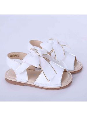 White Cute Girls Sandals Shoes With Handmade Bow-knot