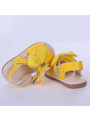 Yellow Cute Girls Sandals Shoes With Handmade Bow-knot