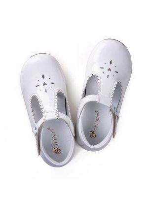 White New Design Microfiber Leather Girls Hollow Shoes