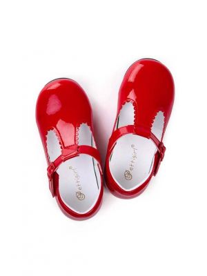 Red New Design Microfiber Leather Handmade Girls Shoes