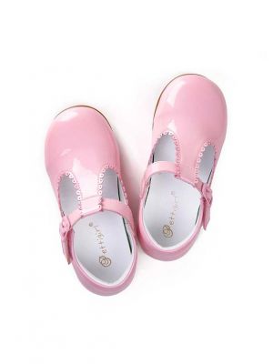 Pink New Design Microfiber Leather Handmade Girls Shoes