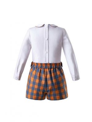 New Boys Cotton Sets With White Top + Orange Shorts