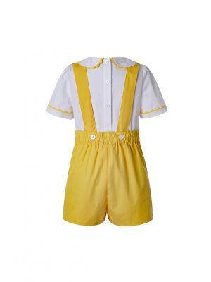 Yellow Boy Clothing Sets With White T-shirt + Yellow Casual shorts                       