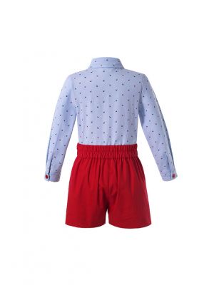 (Only 6-9M) Baby Kids Boutique Boys Clothing Sets Character Shirt + Red Shorts