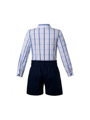 Boys Clothing Sets Blue Grid Shirt + Black Shorts