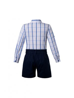 (ONLY 3Y)Boys Clothing Sets Blue Grid Shirt + Black Shorts