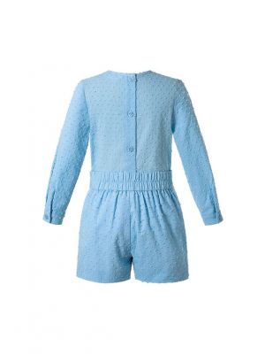 Baby Boys Blue Solid Outfit with Dots Shirt + Shorts