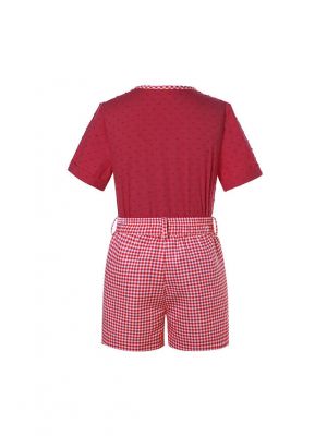 Kids Red Short Sleeve Shirt + Plaid Short