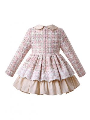 (USA ONLY)Girls Autumn & Winter Tweed Dress + Handmade Headband