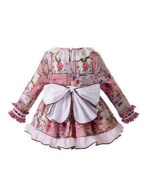 3 Pieces Babies Lace Bow Clothing Set With Bow Top +Bloomers + Bonnet