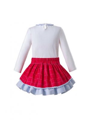 (Only 2Y 8Y)  New Long Sleeve Boutique With Red Clothing Sets + Headband