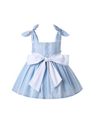 (Only Size 9-18M) 3 Pieces Cute Bows Babies Matched Flower Princess Outfits + Light Blue Bloomers + Hat