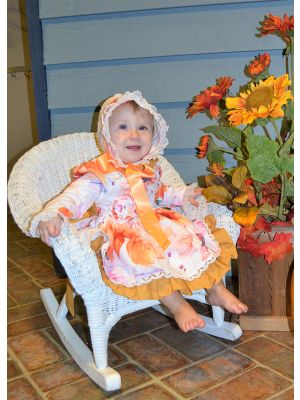 3 Pieces Of 3D Three-Dimensional Printed Cotton Babies Autumn Dress + Bonnet