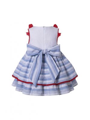 (Only Size 12-18M) 3 Pieces Babies Summer Lace Preppy Style Dress With Bows + Cute Bloomers + Hat