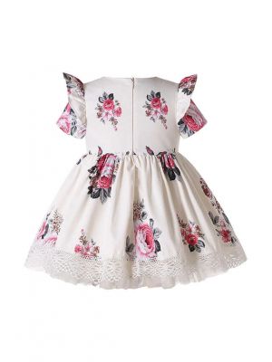 (Only 12-18M) Red and Pink Flower Printed Baby Dress