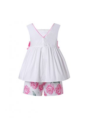 Cute Sleeveless Top Rose Shorts + Handmade Headband