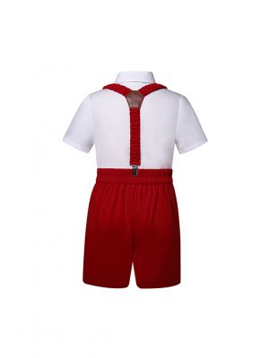 Boys Red &White Short Set with Bow Tie