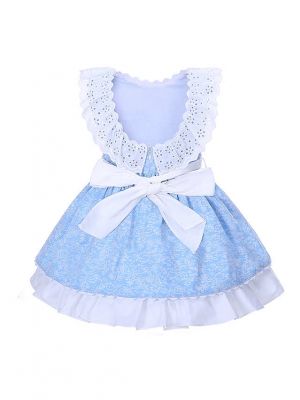 Blue Backless Lace Girl Dress