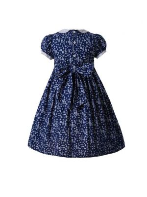 (USA ONLY)Single Breasted Doll Collar smocked  Dress