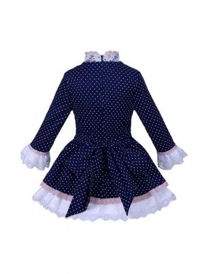 Navy Dots Girls Dresses 