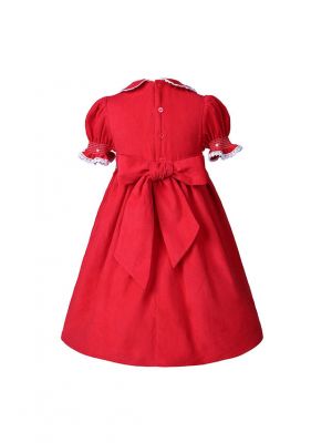 Red Flash Smocked Girls Dress