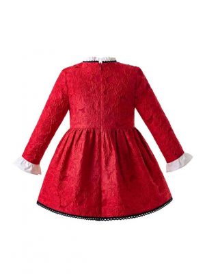 New Red Long Sleeve Dress With Bow + Headband