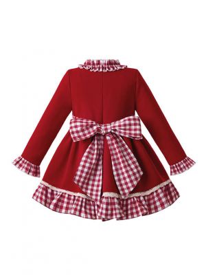 New Red Stereoscopic Flower Gird Girls Vintage Dress