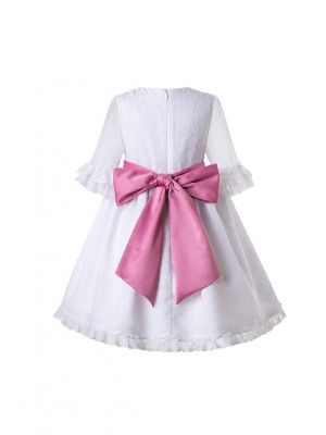 (Only 3Y)White Communion Dress With Belt