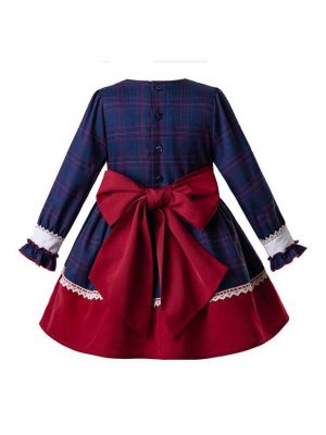 New Girls Long Sleeve Royal Blue Dress+ Headband