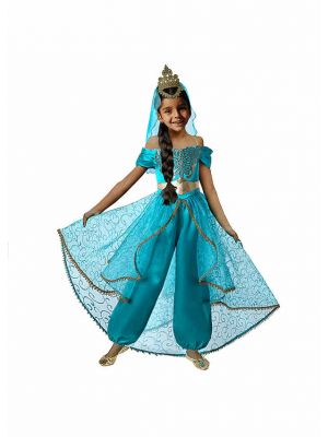 Summer Princess Dress Cosplay Halloween Party Fantasy Kids Clothes for Girls + Crown Veil 