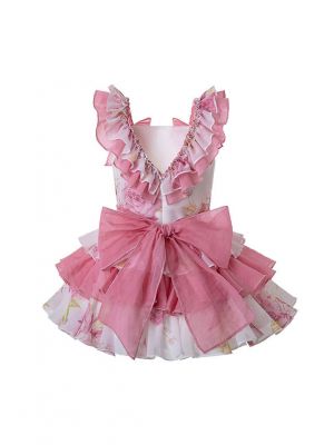 Boutique Girls Princess Floral Cute Bows Sweet Layered Dress + Hand Headband