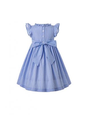 Light Blue Short Sleeves Smocked Dress