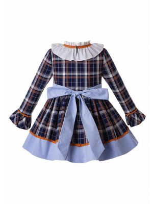 (PRE-ORDER)Thanksgiving Autumn Handmade Pom Pom Flare Sleeve Dress + Hand Headband