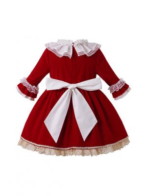 Autumn & Winter  Red Princess Girls Layered Dress + Hand Headband