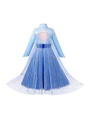 Blue Snow Queen Girls Mesh Princess Coat 