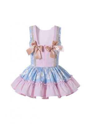 Pink Girls Ribbons Bows Print Boutique Princess Dress + Hand Headband