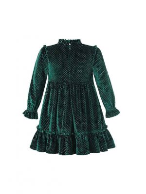 Winter Vintage Girls Green Dress With Sequined