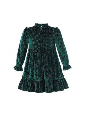 (USA ONLY)Winter Vintage Girls Green Straight Dress With Sequined