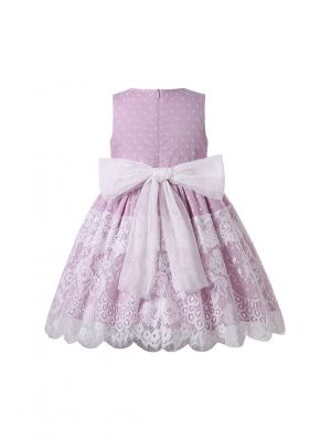Purple Sleeveless Spring & Summer Lace Tulle Dress