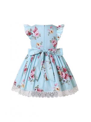 Floral Cyan-Blue Sleeveless Summer Dress