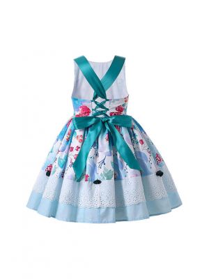Lovely Blue Ruffle Girls Summer Dress