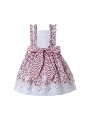 Pink Striped Summer Sleeveless Dress + Handmade Headband