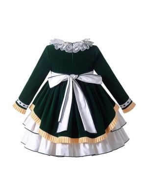 Double-layered Collar Girls Dress + Handmade Headband